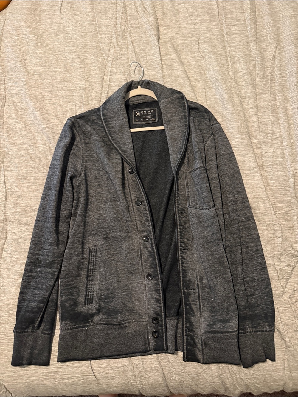 Marc Ecko Men's Shawl Collar Button-Up Jacket - Charcoal Gray